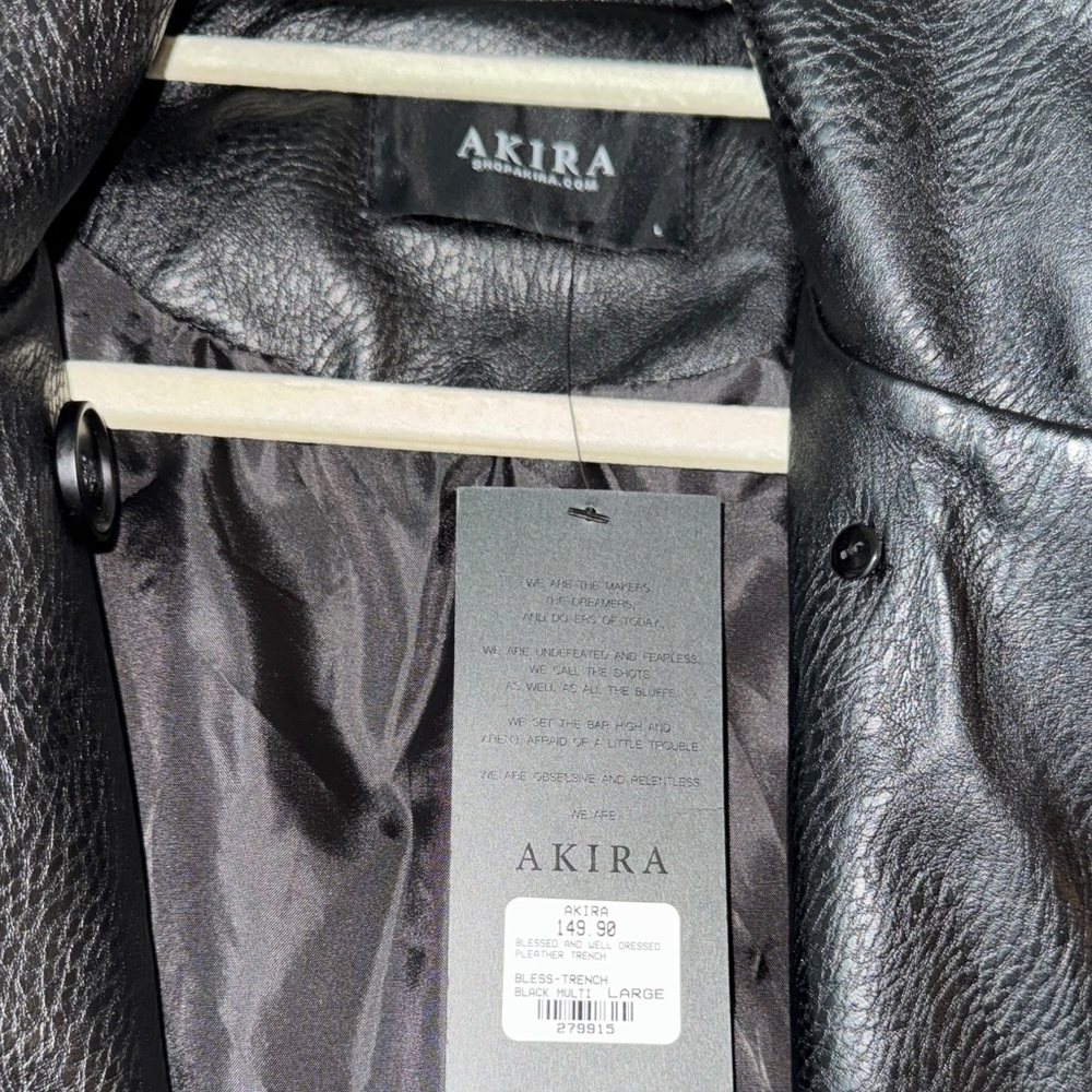 AKIRA Sleek Black Leather Jacket - Picture 2 of 4
